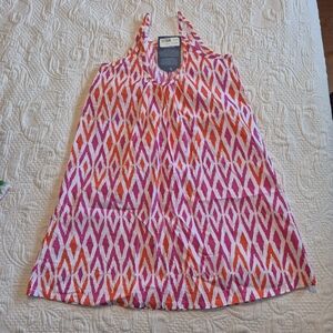 Hatley girls size 8 A line white, pink & orange dress, NEW